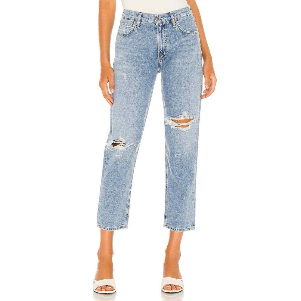 Citizens Of Humanity Marlee Relaxed Crop Taper Jeans Moondust Distressed Jeans‎